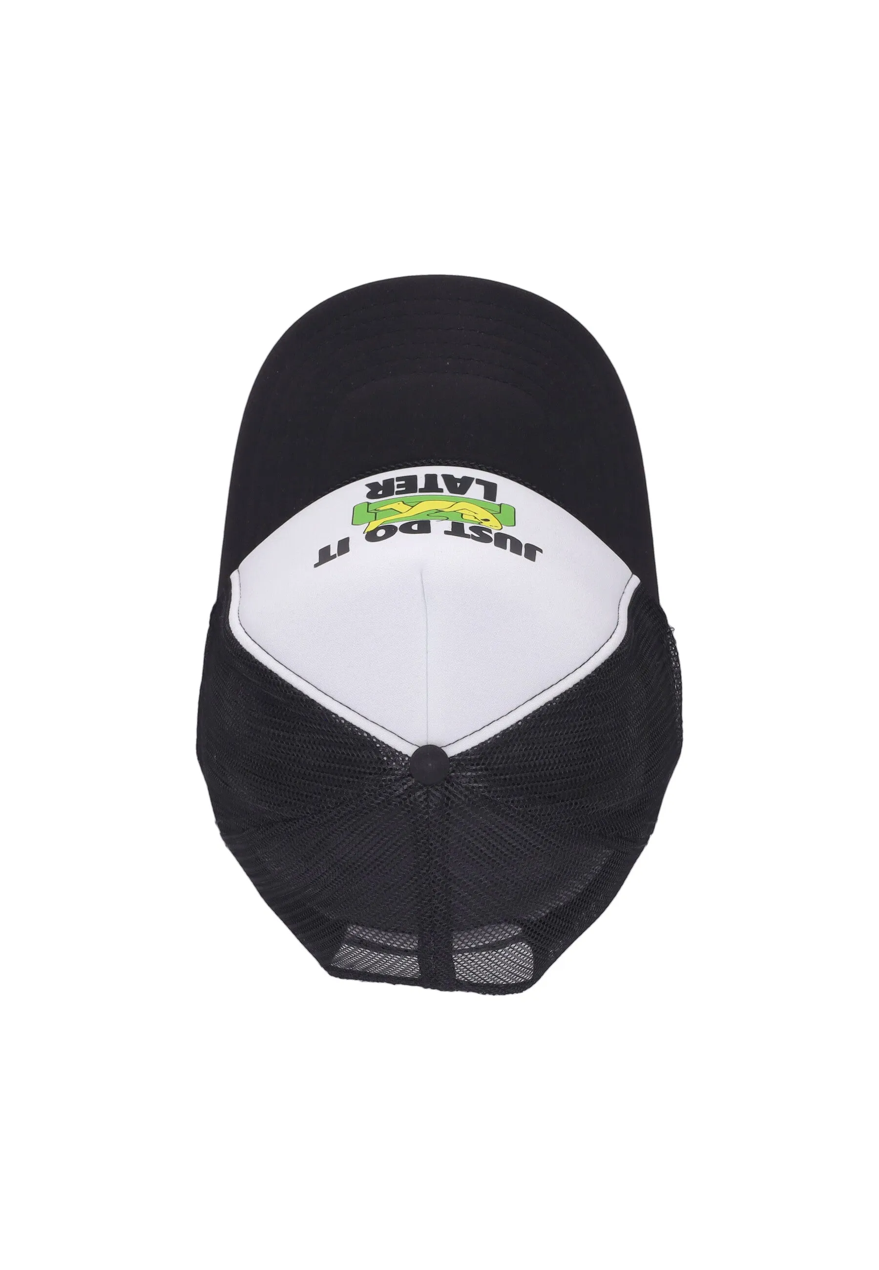 Cappellino Visiera Curva Uomo Secret Club Just Do It Later Trucker Hat White/black