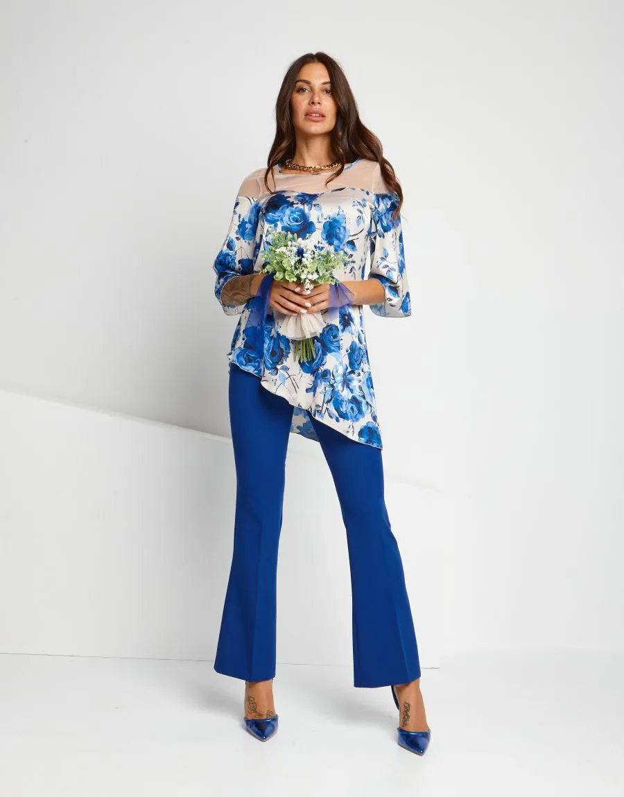 Casacca in raso con carré in tulle
