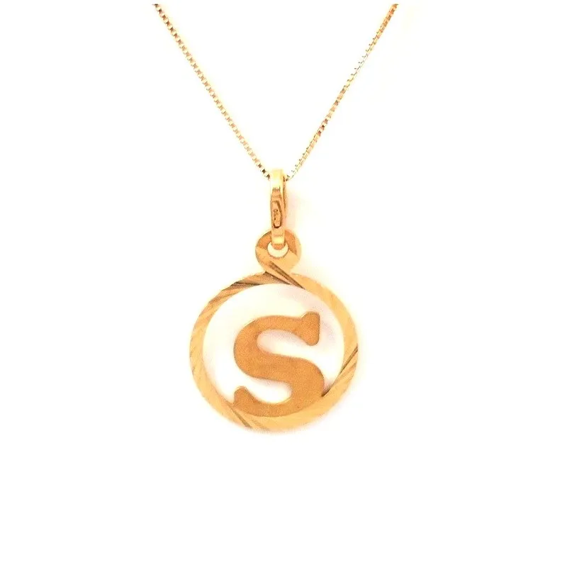 COLLANA CON CIONDOLO LETTERA S INIZIALE IN ORO GIALLO 18 KT