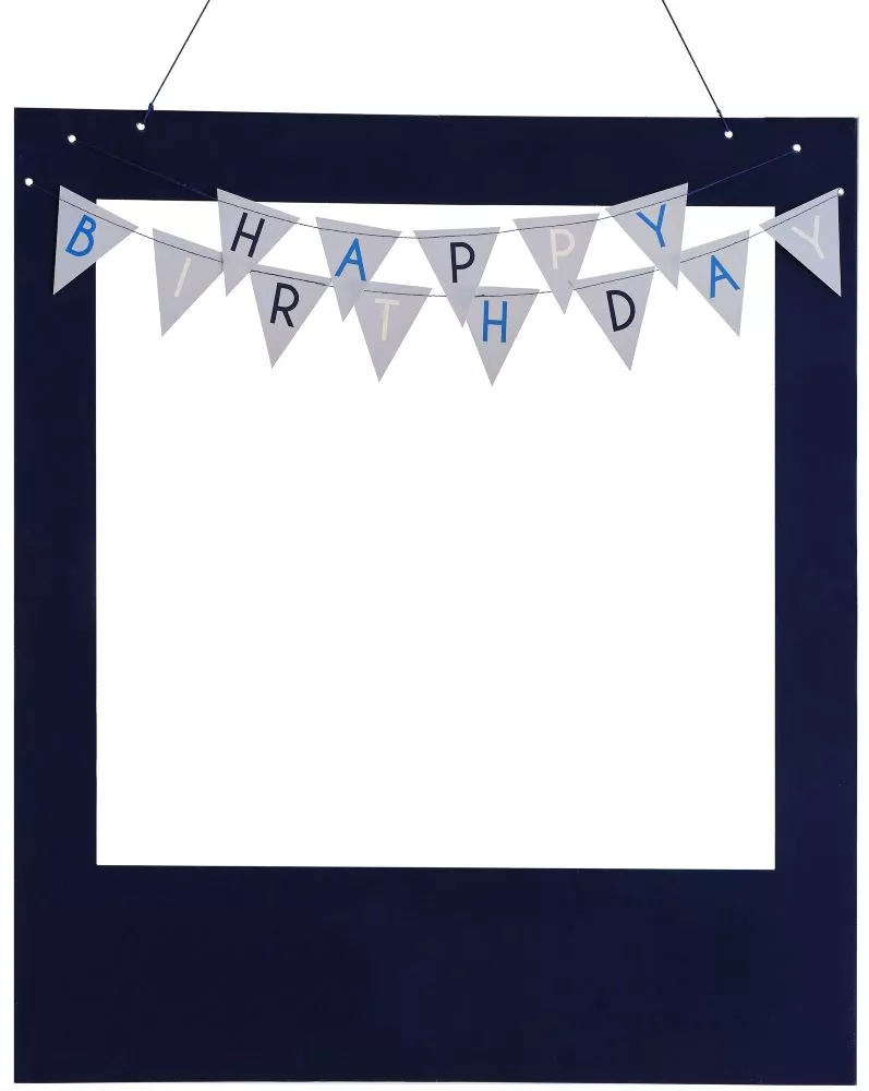 Cornice portafoto Happy Birthday blu con palloncini