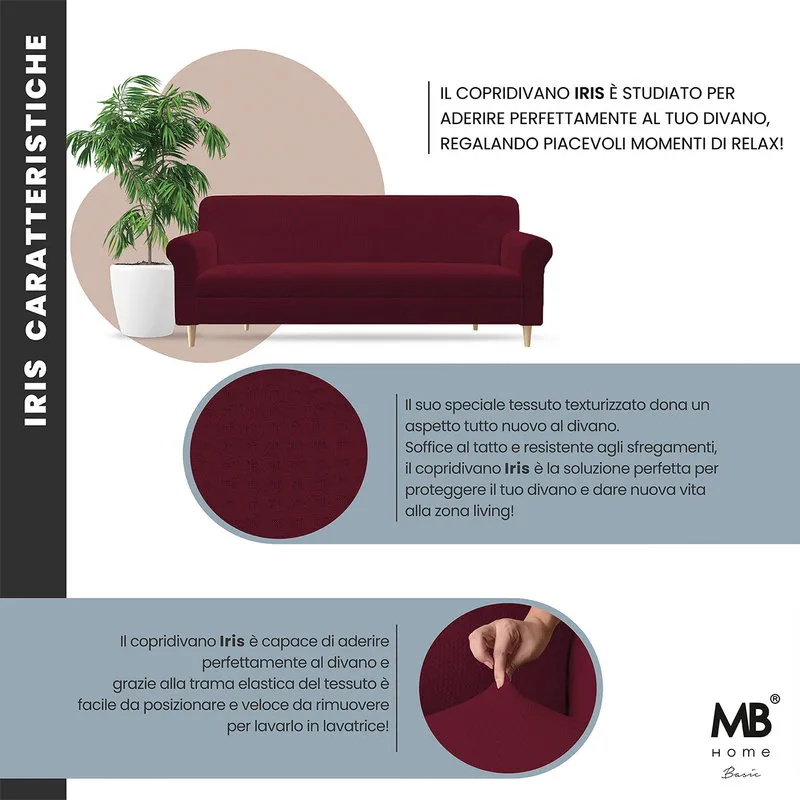 DATEX Copridivano elastico IRIS,bordeaux