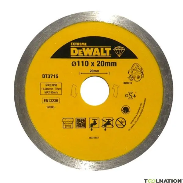 DeWalt Accessori DT3715-QZ DT3715 Disco diamantato 110 x 20 Professional Economy 4.