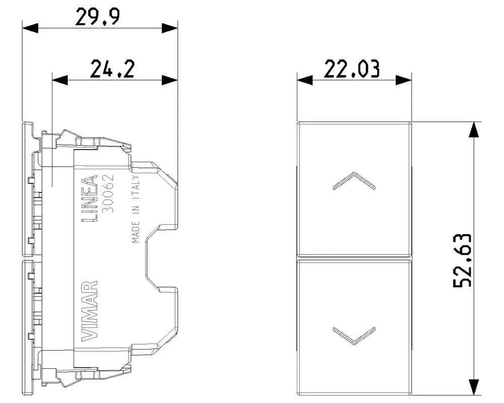 Due pulsanti interbl. NO+NO 10A canapa Vimar 30062.C