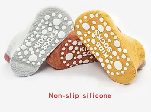 FedMois 6 paia calzini antiscivolo in cotone bimbi bambini motivi animali, Multicolore, 1-3 anni