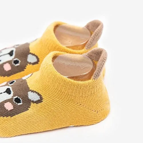FedMois 6 paia calzini antiscivolo in cotone bimbi bambini motivi animali, Multicolore, 1-3 anni