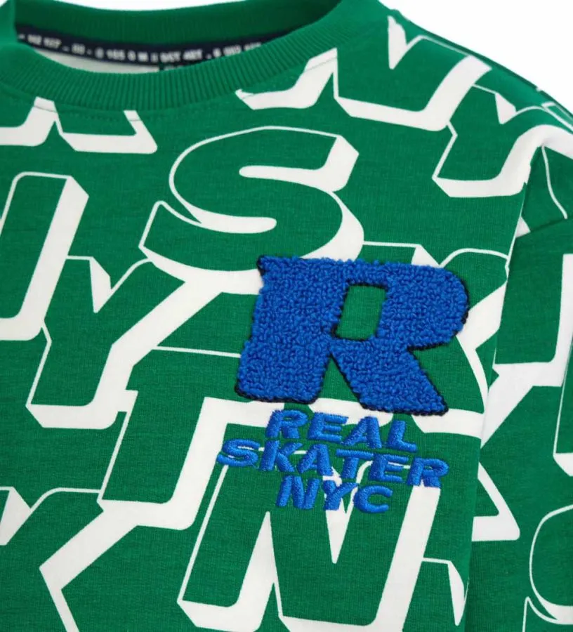 --Felpa con stampa glitter-