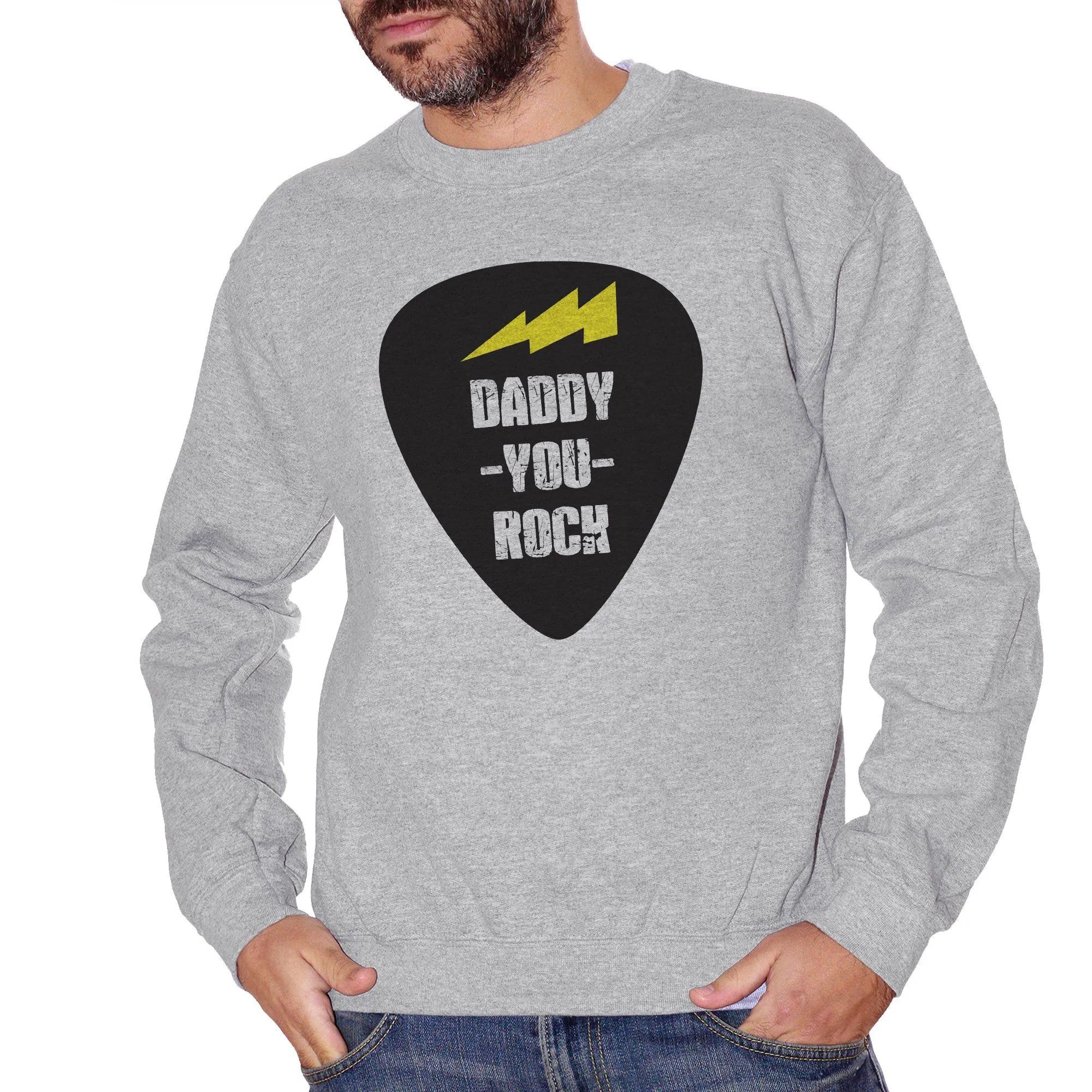 Felpa Girocollo Daddy You Rock Frasi Divertenti Padre - Funny Choose ur Color