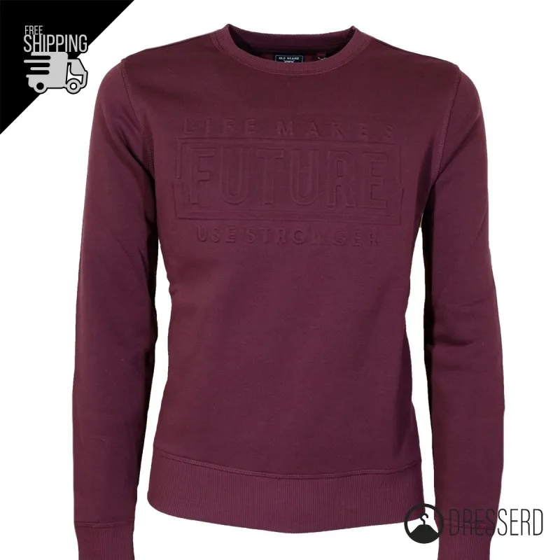 Felpa Uomo Girocollo Old Seams Felpe Felpate Stampa in rilievo Tinta Unita Maglie Dresserd