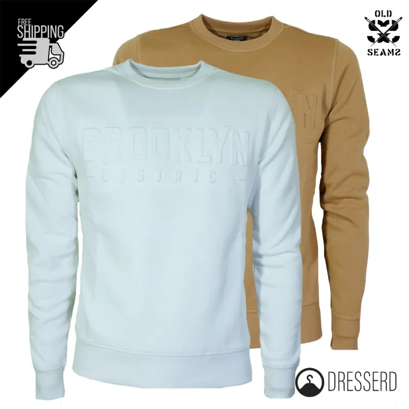 Felpa Uomo Girocollo Old Seams Felpe Felpate Stampa in rilievo Tinta Unita Maglie Dresserd