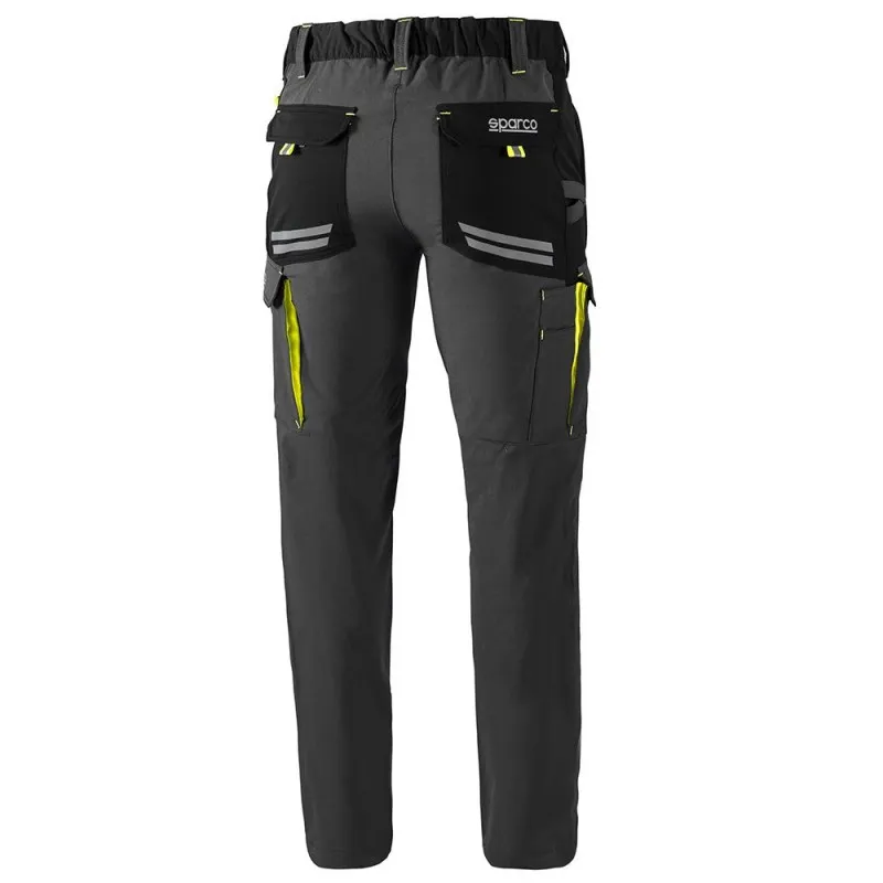 Fuori tutto - Pantaloni da lavoro Sparco Tech Trousers Multitasche 02417 taglia XS grigio giallo nero
