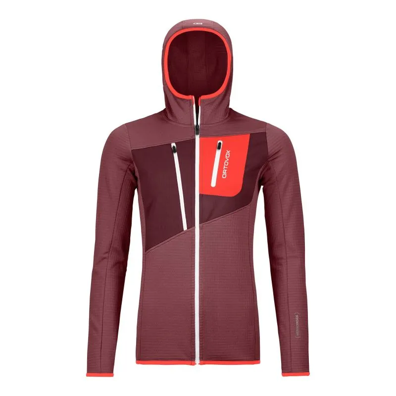 Giacca in pile da donna Ortovox Fleece Grid Hoody (Mountain Rose)