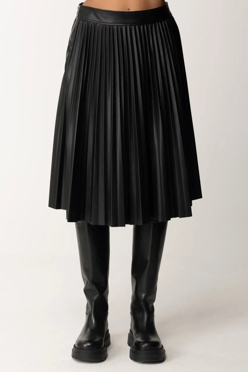Gonna in pelle plissettata Black