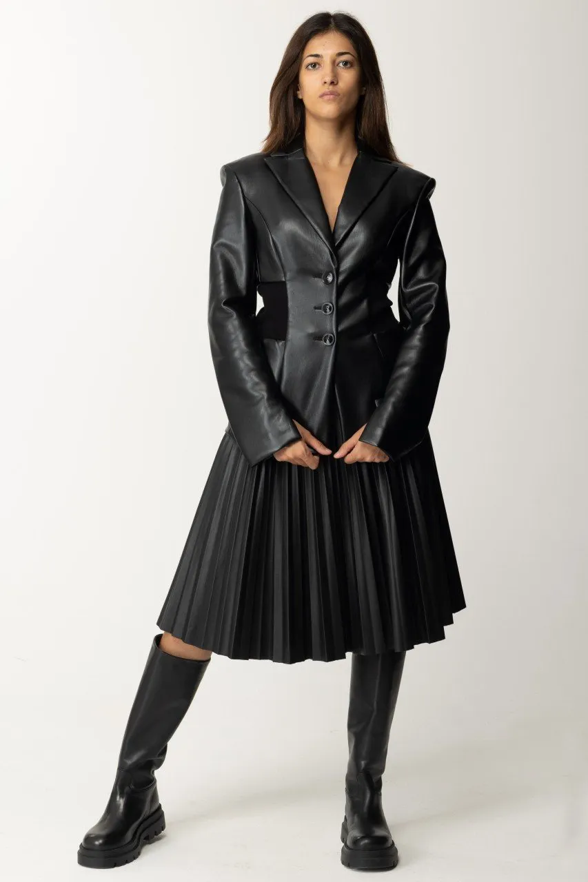 Gonna in pelle plissettata Black