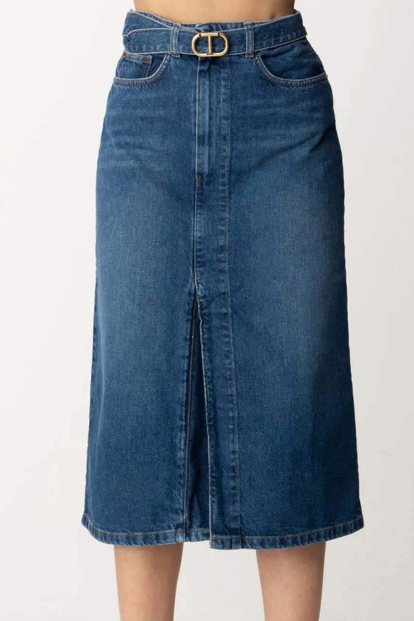 Gonna longuette in denim Denim