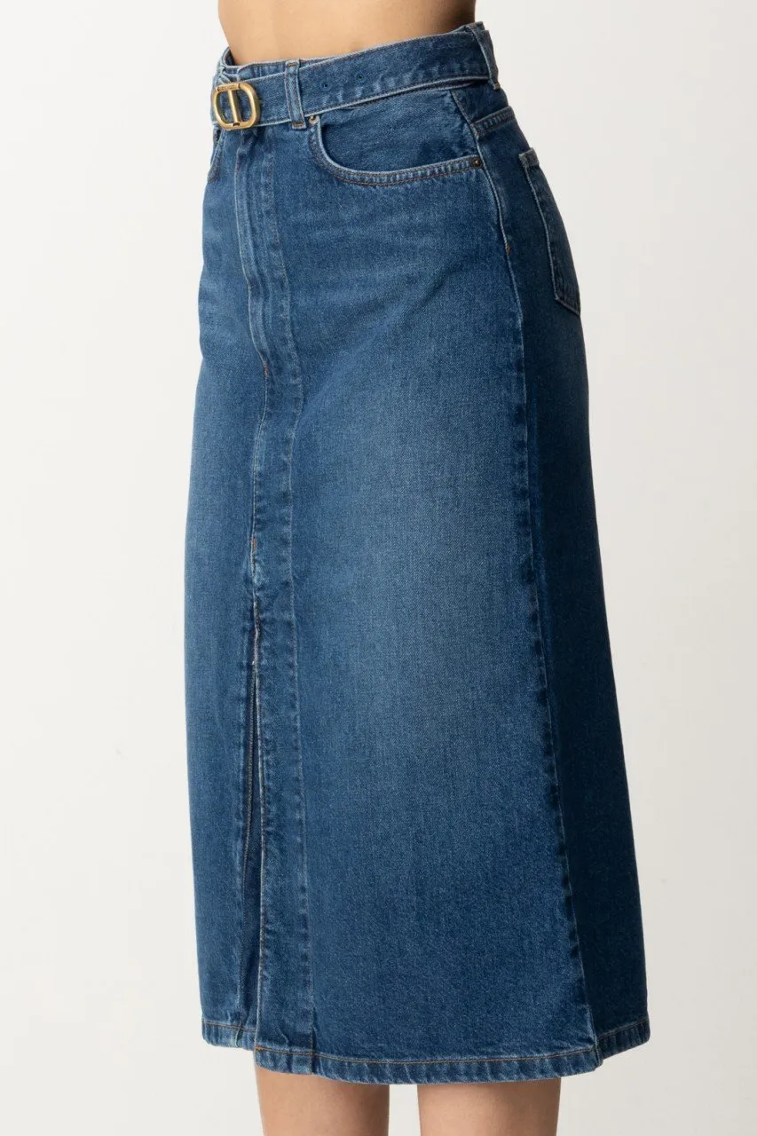 Gonna longuette in denim Denim