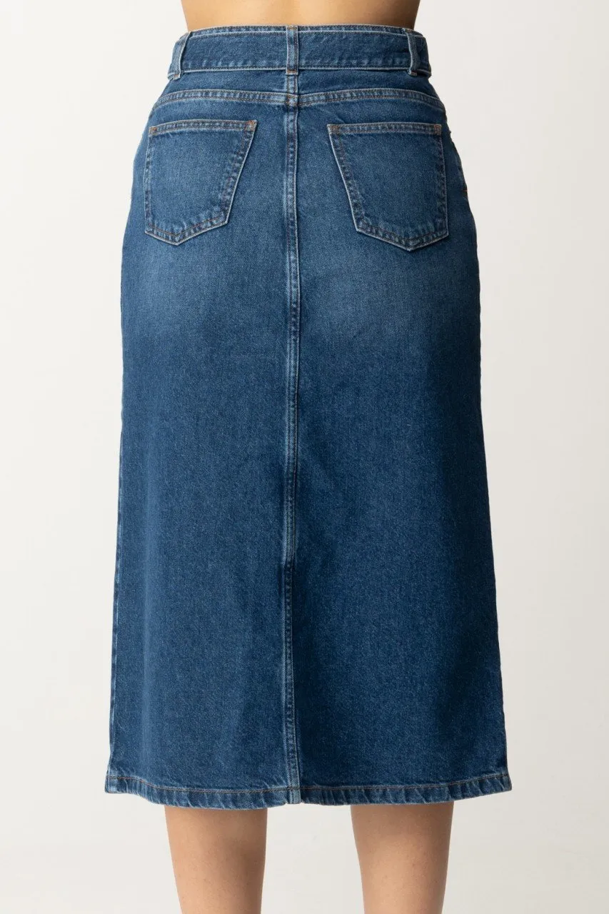 Gonna longuette in denim Denim