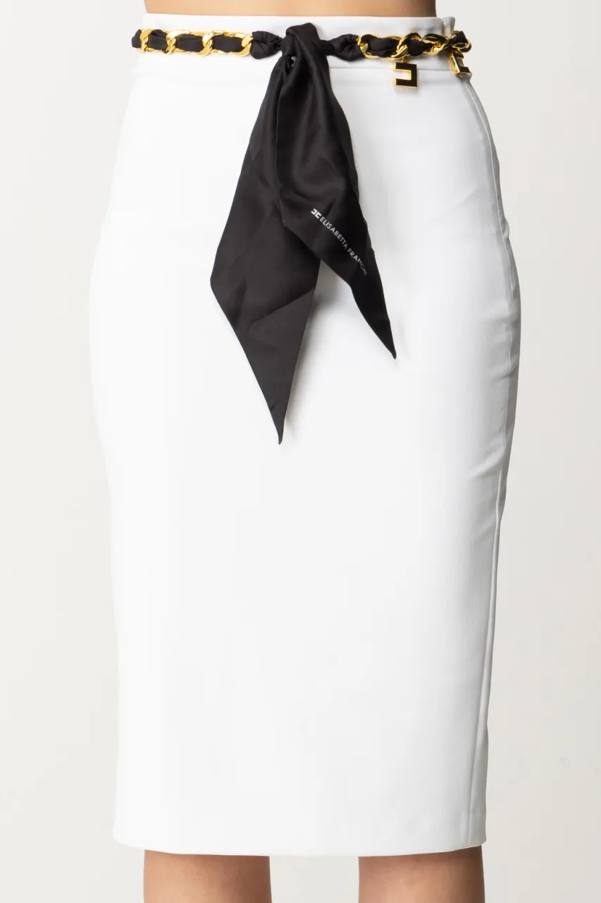 Gonna midi con foulard Avorio