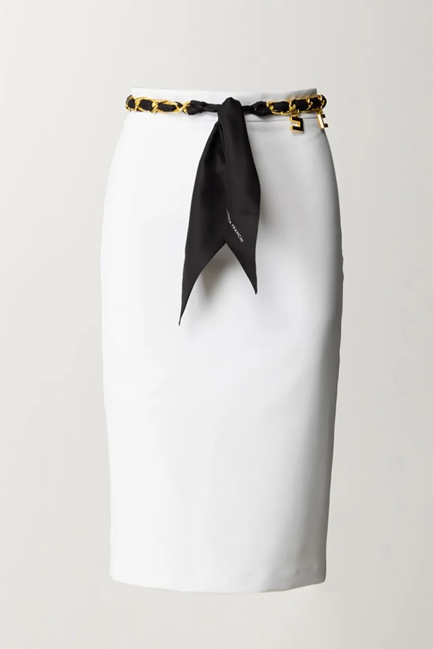 Gonna midi con foulard Avorio