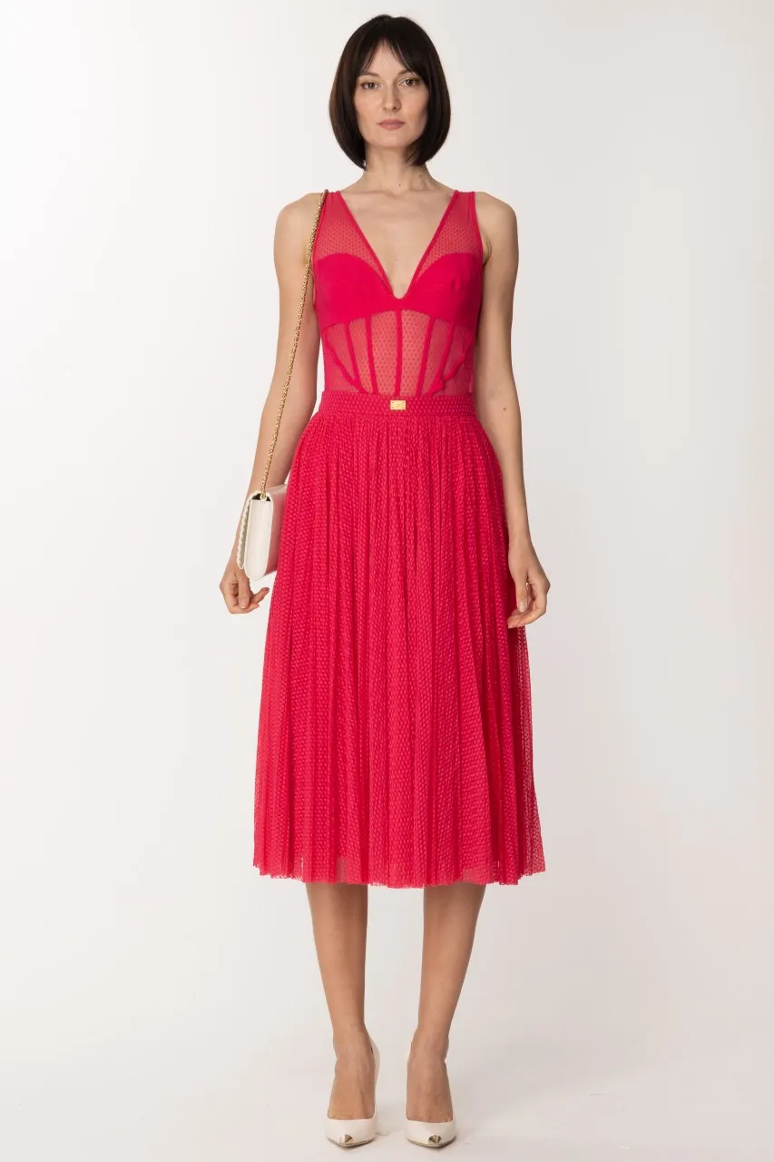 Gonna midi in tulle Fuxia