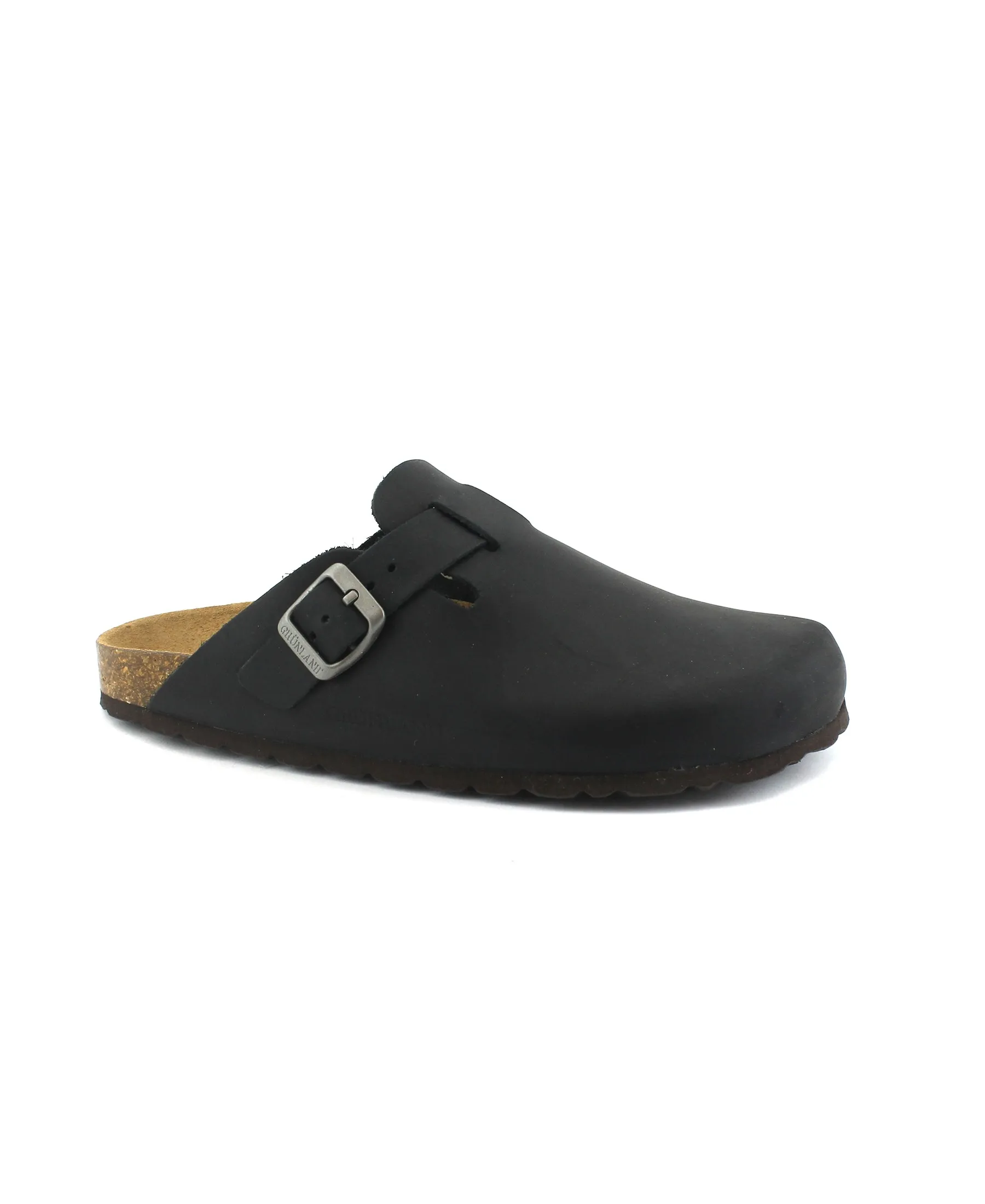GRUNLAND SARA CB7019 nero ciabatte donna pelle plantare fibbia punta chiusa