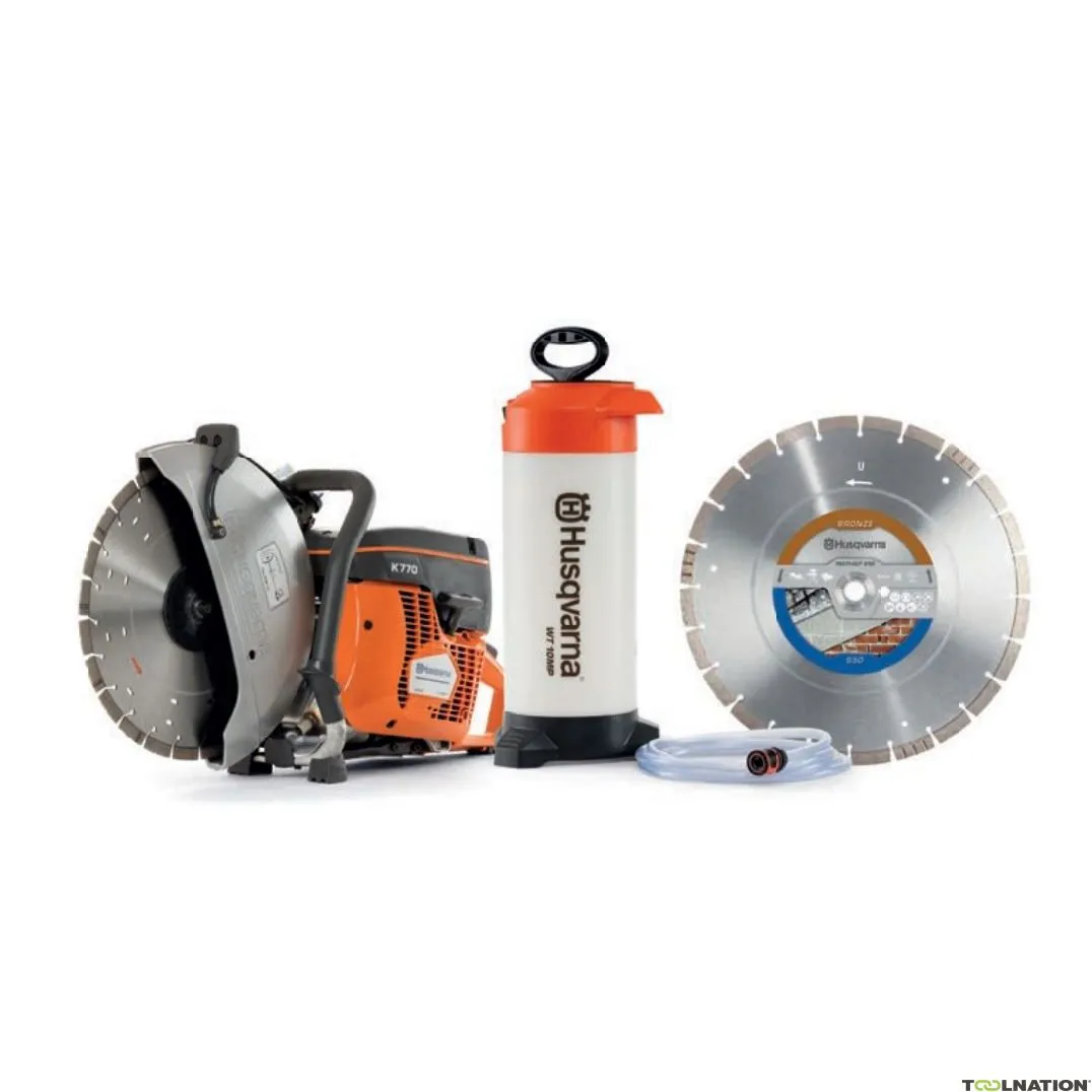 Husqvarna PowercutterK770350mmset K770 Fresa a motore 350 mm + serbatoio dell'acqua + disco diamantato Tacti-Cut S50 Plus