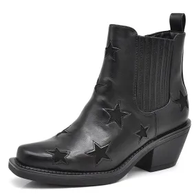 IF FASHION Stivaletti Donna Texani Cowboy Cowgirl Stelle Punta Quadrata MP628-2