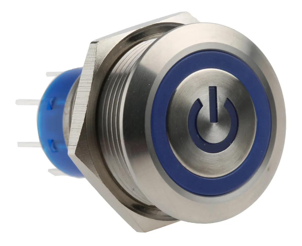 Interruttore a pulsante RS PRO, Momentaneo, DPDT, luminoso, 3 A, 5 A, IP67 Montaggio a pannello