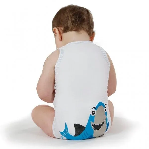 J Body Fresco Cotone Summer Sealife Collection - Body allungabile smanicato Squalo