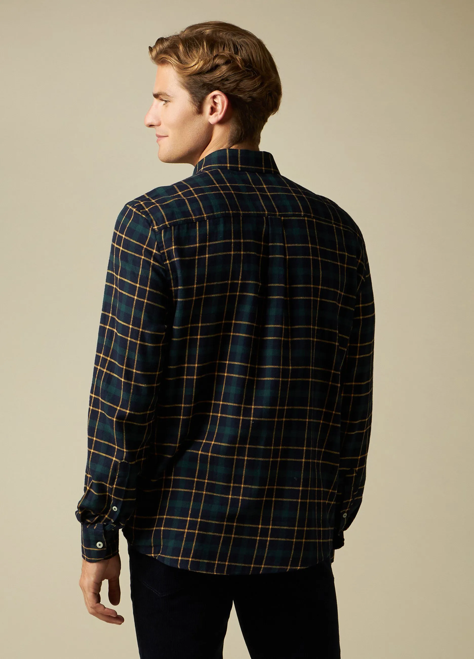 J. HART & BROS  Camicia a quadri in puro cotone uomo