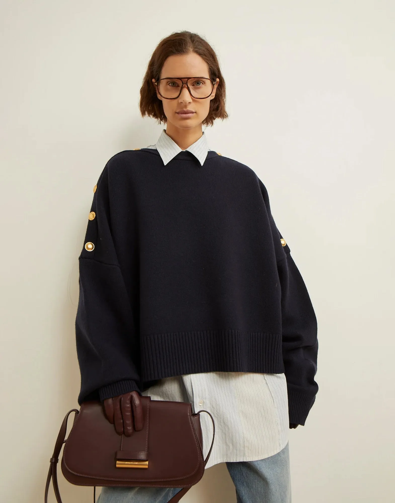 LAURENCE BRAS Maglione Caban Blu Navy
