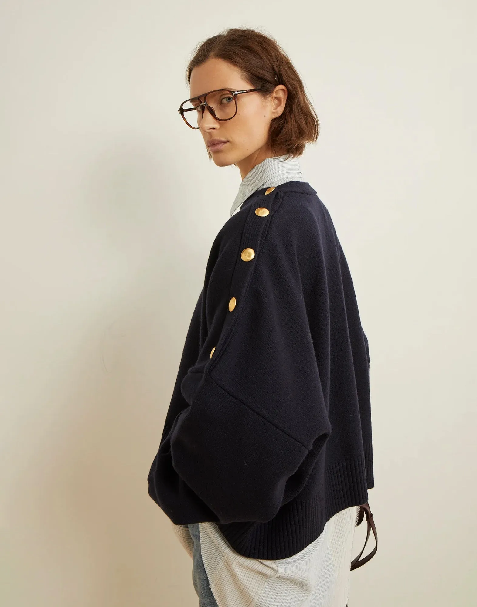 LAURENCE BRAS Maglione Caban Blu Navy
