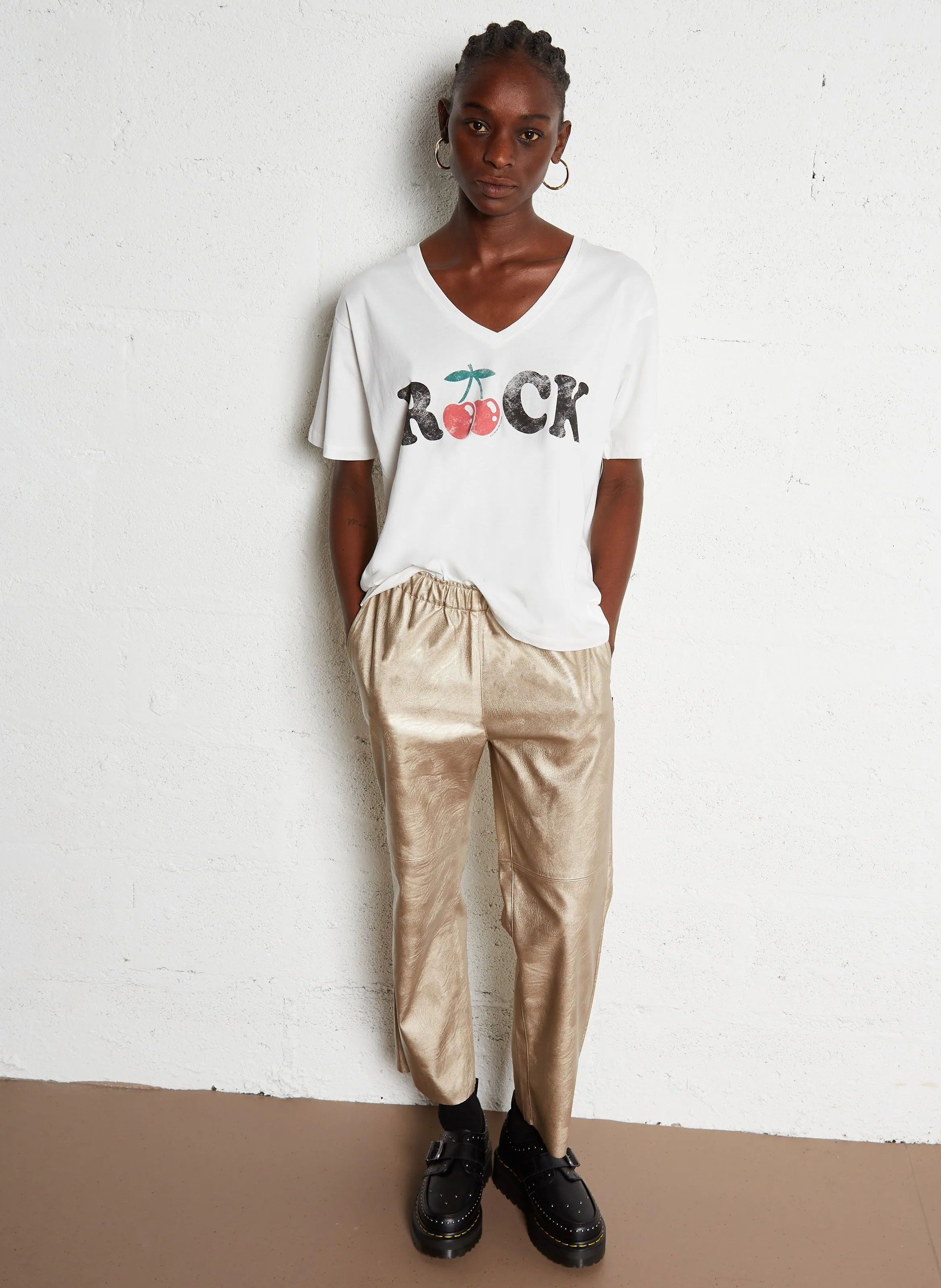  LE TEMPS DES CERISES   ANDREE - Pantaloni dritti metallizzati | Marrone
