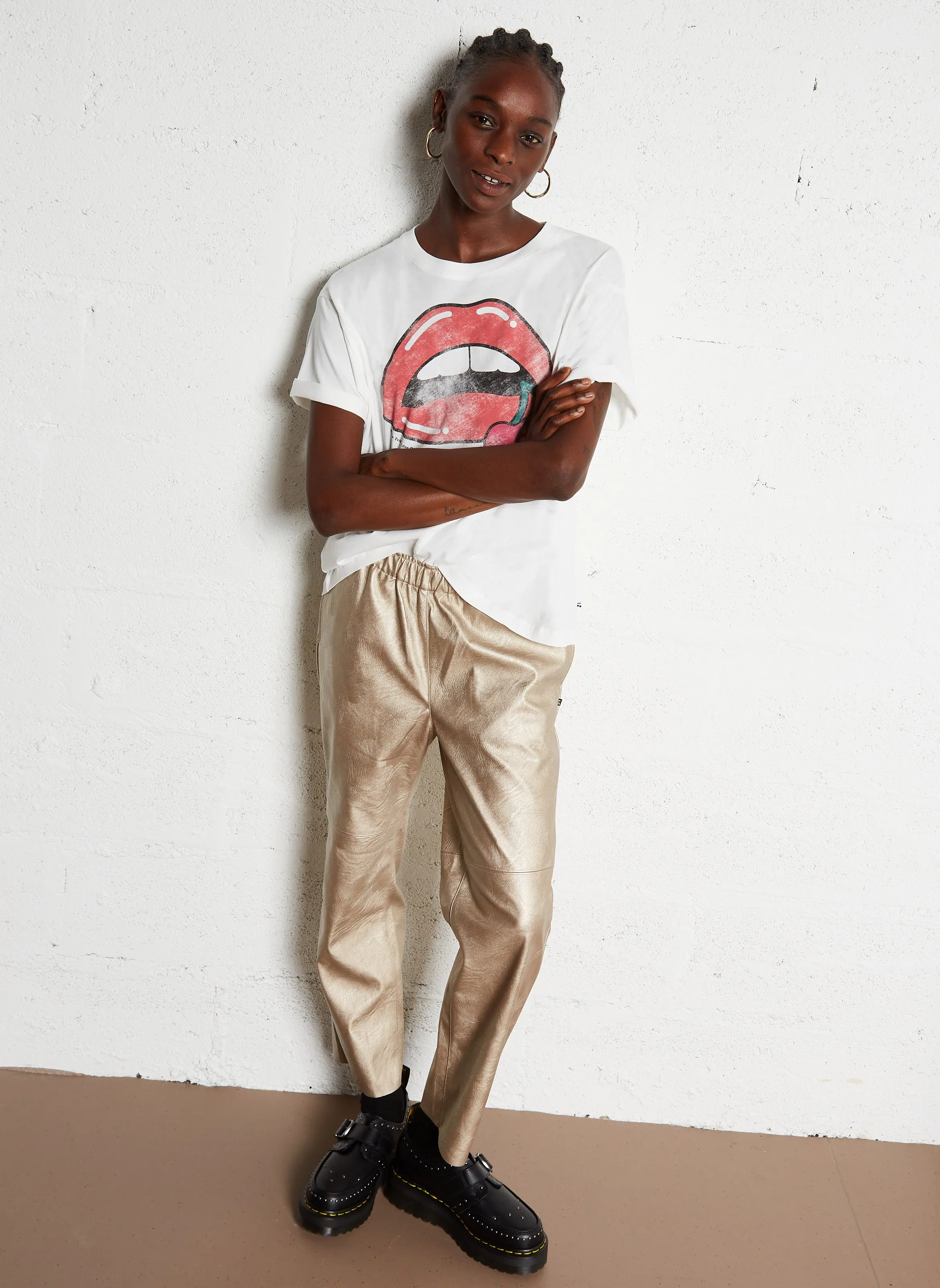  LE TEMPS DES CERISES   ANDREE - Pantaloni dritti metallizzati | Marrone
