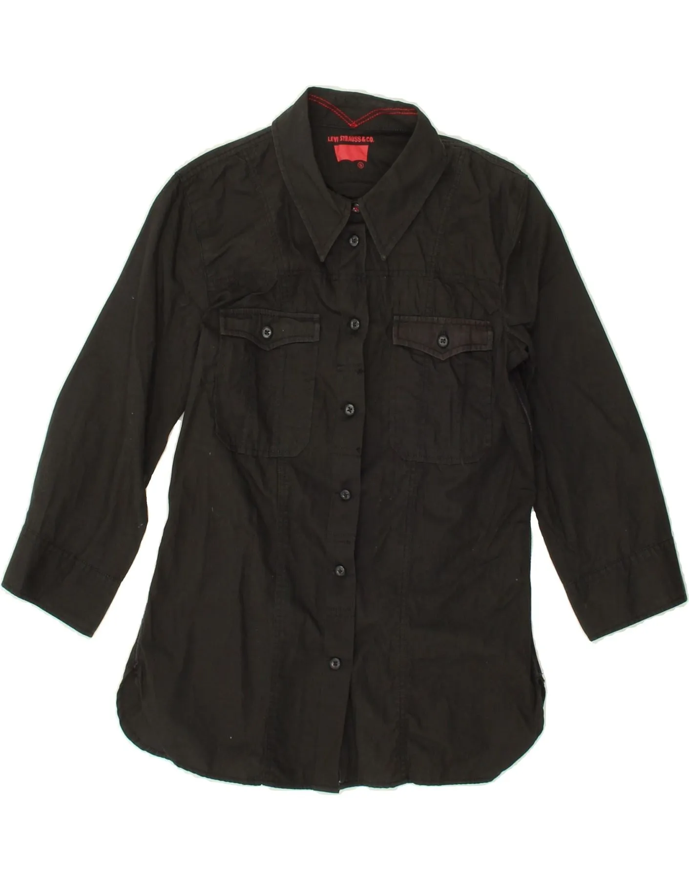 LEVI'S Womens 3/4 Sleeve Shirt UK 8 Small Black Cotton