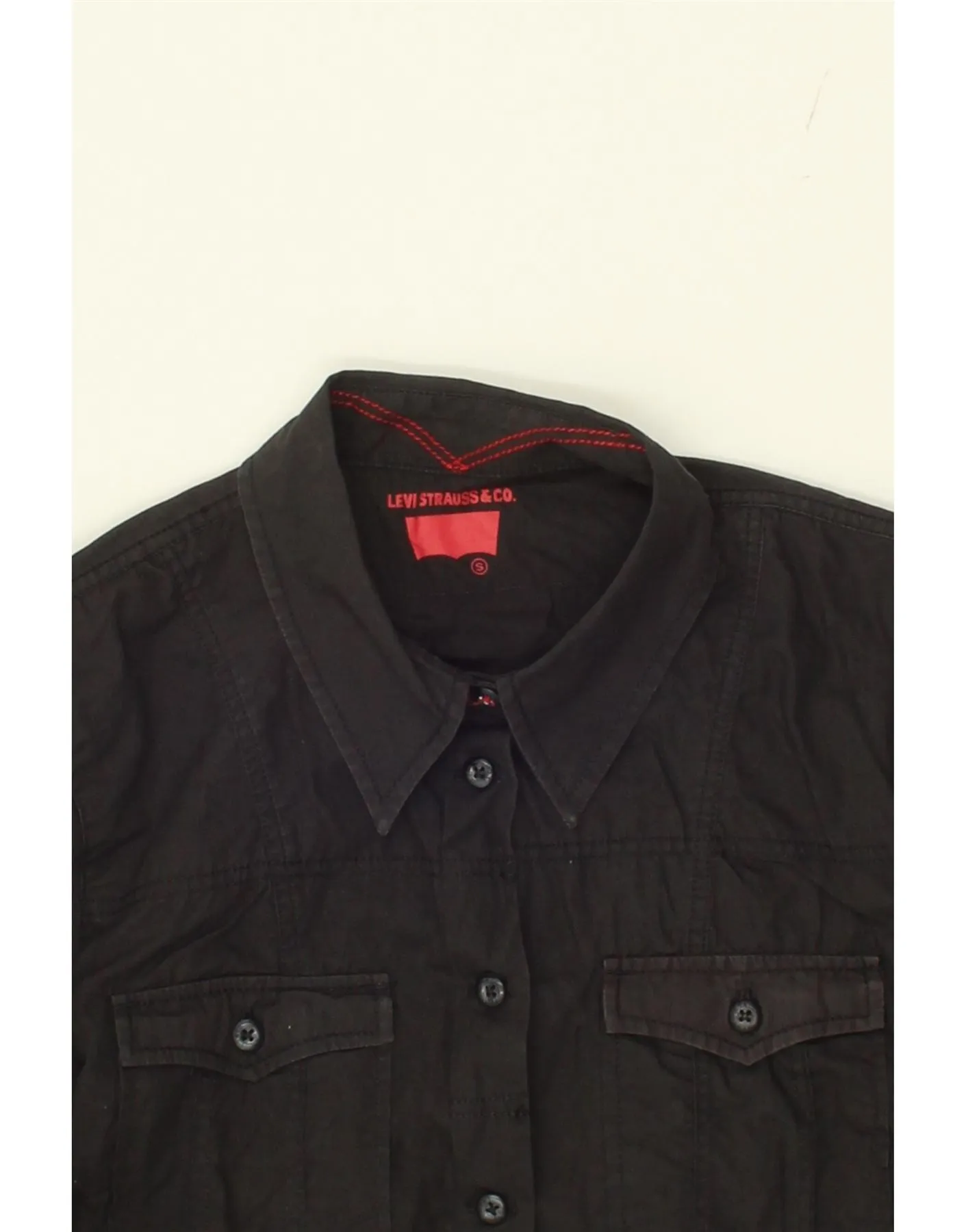 LEVI'S Womens 3/4 Sleeve Shirt UK 8 Small Black Cotton