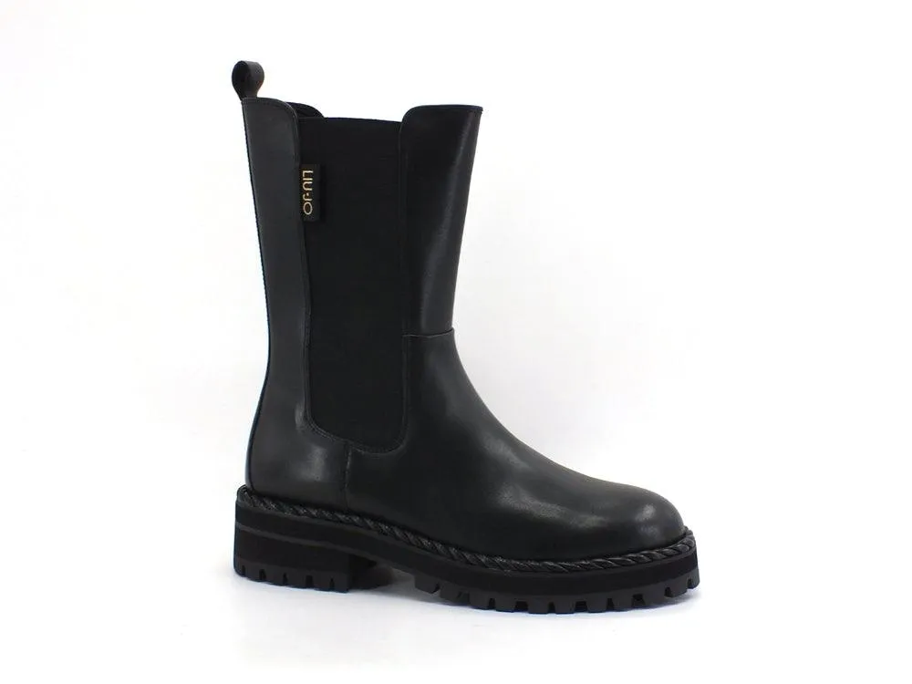 LIU JO Pink 178 Bootie Stivale Elastici Pelle Black SF1025P0102