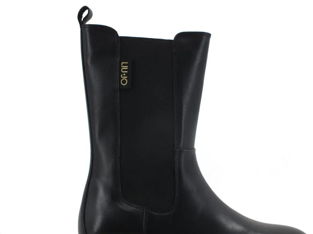 LIU JO Pink 178 Bootie Stivale Elastici Pelle Black SF1025P0102