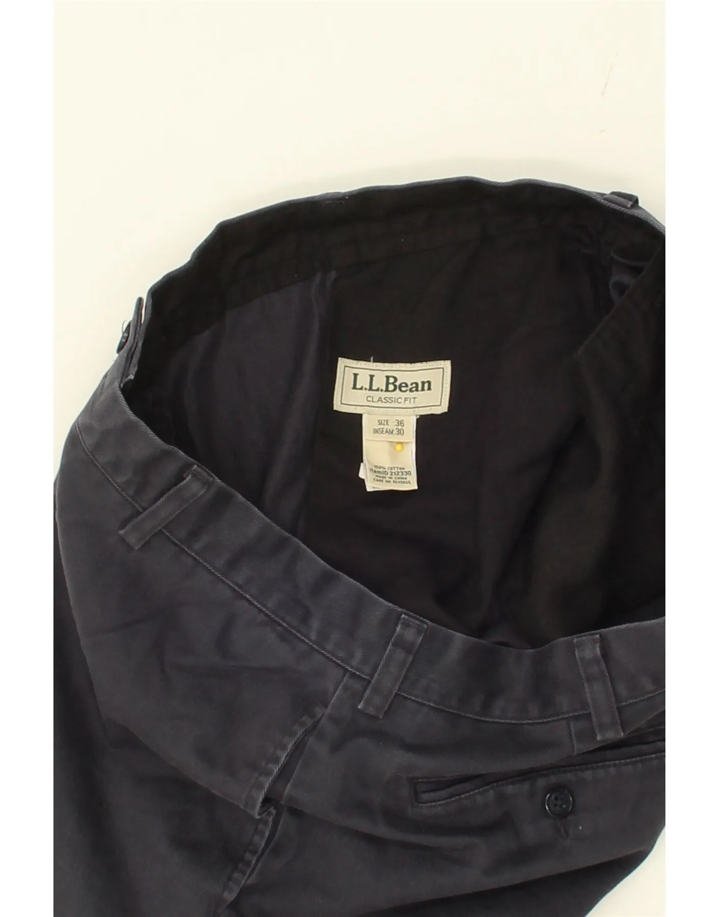 L.L.BEAN Mens Slim Chino Trousers  W36 L30 Navy Blue Cotton