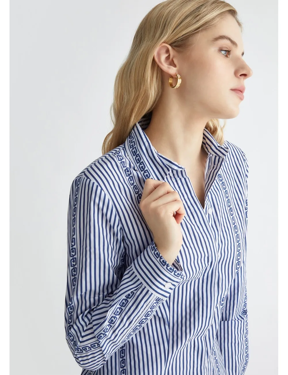 MA4145 CAMICIA A RIGHE LIU JO DONNA SHIRT CON COLLETTO MANICA LUNGA CAMICETTA