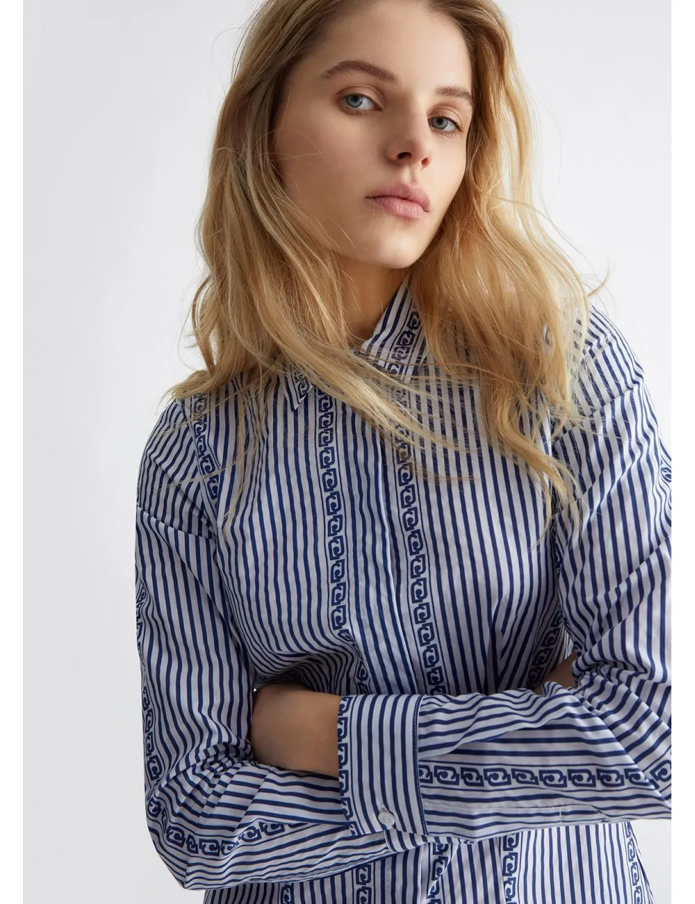 MA4145 CAMICIA A RIGHE LIU JO DONNA SHIRT CON COLLETTO MANICA LUNGA CAMICETTA