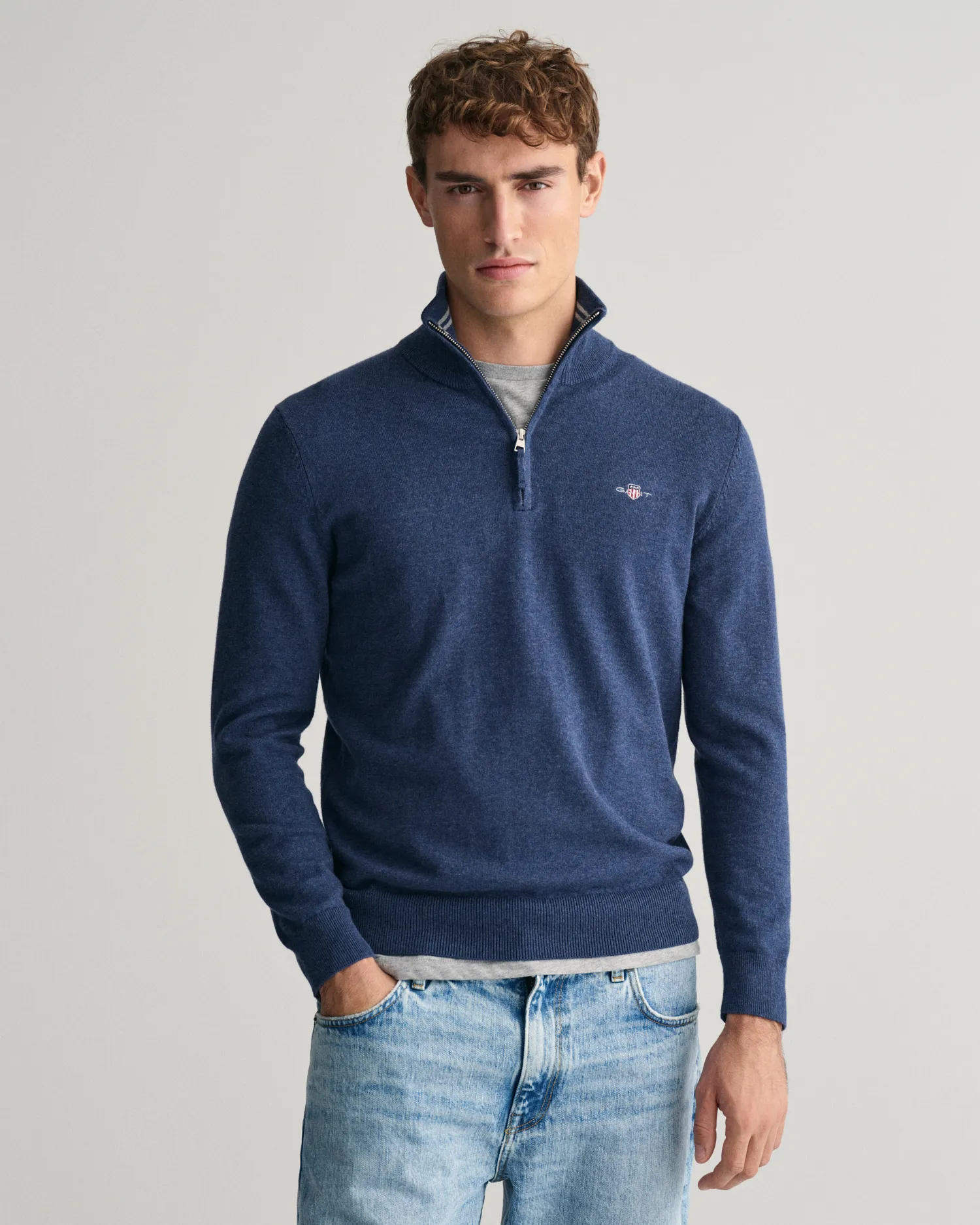 Maglia Classic in cotone con zip corta