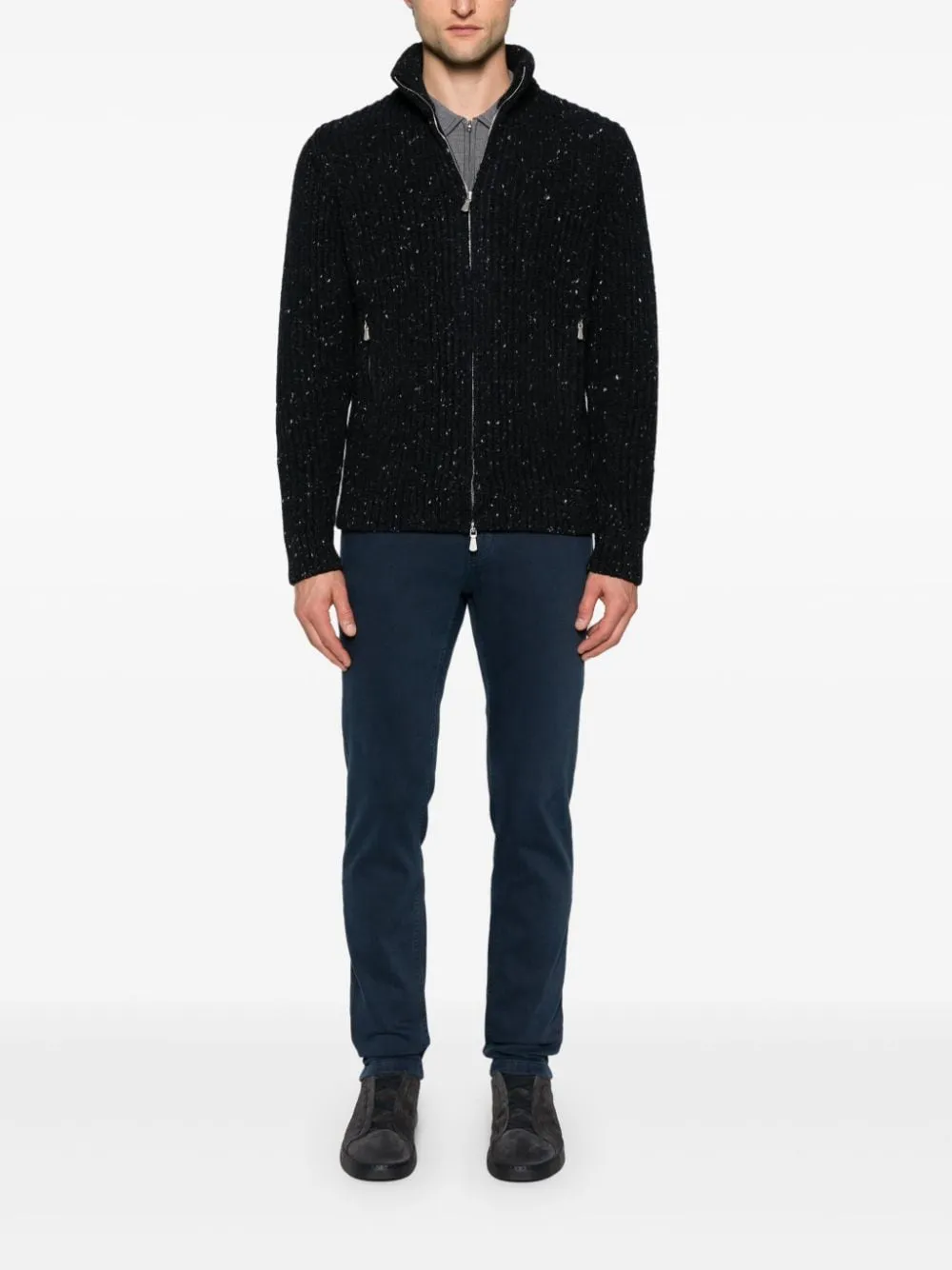 Maglione a collo alto con zip in blu Eleventy - uomo