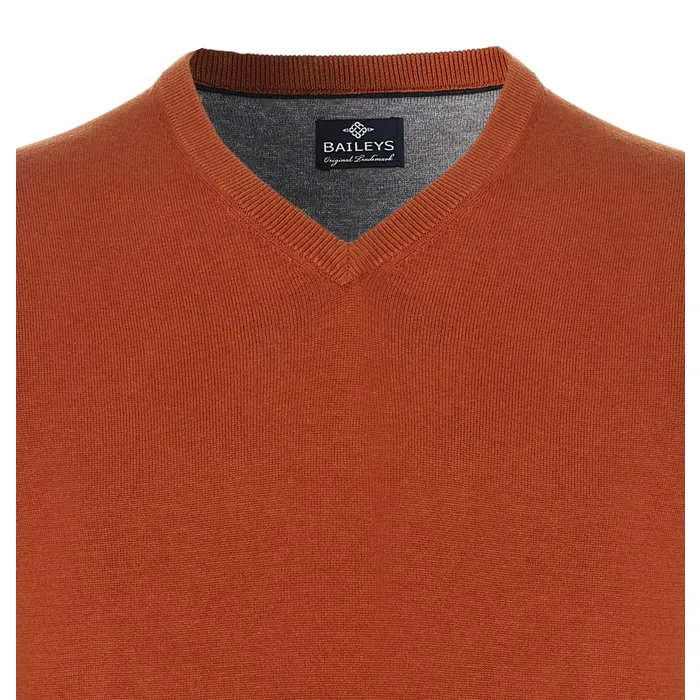 Maglione Baileys uomo con scollo a V 100% cotone Cognac