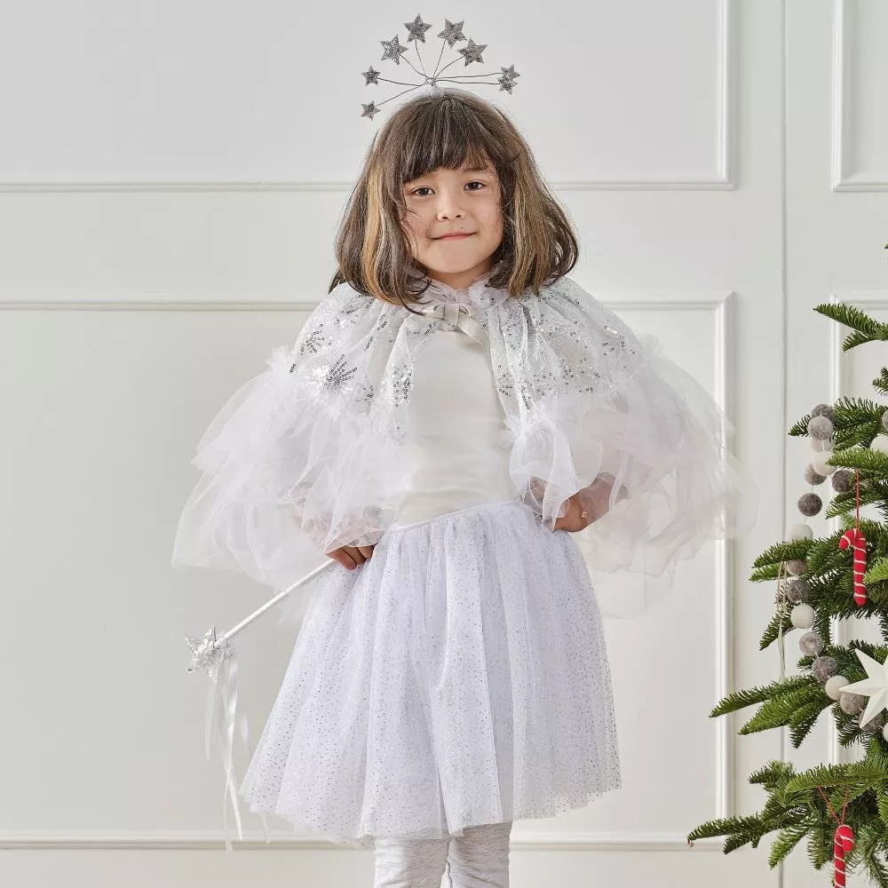Mantello da principessa delle fate invernali bianco deluxe