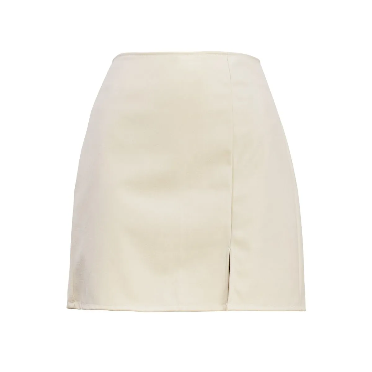Mini gonna beige con spacco