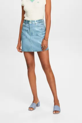 Mini gonna in denim metallizzato