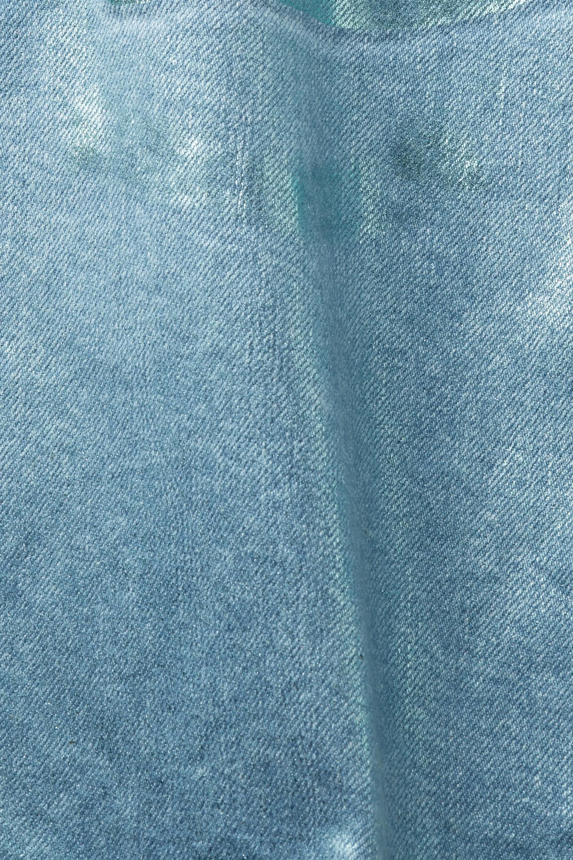 Mini gonna in denim metallizzato