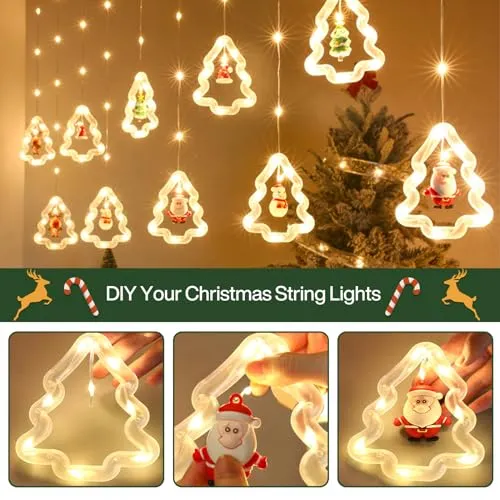 MOYKSRR Luci Tenda Natale, 3M Tenda luminosa a LED, Catena di Luci Decorative con Telecomando 8 Modalità Impermeabile LED Tenda 