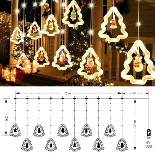MOYKSRR Luci Tenda Natale, 3M Tenda luminosa a LED, Catena di Luci Decorative con Telecomando 8 Modalità Impermeabile LED Tenda 