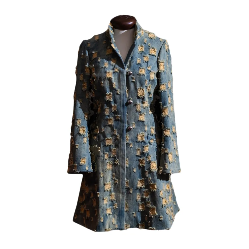 Nicolao Atelier - Cappottino in Jeans - Tonalità del Giallo Donna - Cappottino - Made in Italy - Luxury Exclusive Collection